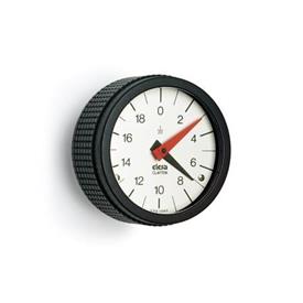 EN 5348 Boutons à main en technopolymère avec indicateur de position, système de pendule intégré et indication analogique Type: R - Nombres croissants dans le sens des aiguilles d'une montre