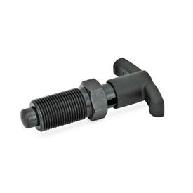 GN 817.4 Steel Indexing Plungers, Lock-Out and Non Lock-Out, with T-Handle Type: C - Lock-out, without lock nut