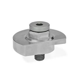 GN 918.7 Stainless Steel Clamping Cam Units, Downward Clamping, with Threaded Bolt Type: SK - With hex<br />Clamping direction: R - By clockwise rotation (drawn version)