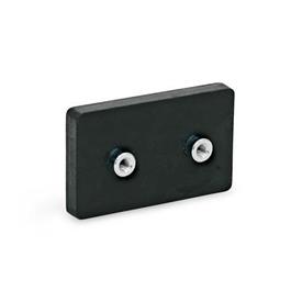 GN 57.1 Neodymium-Iron-Boron Retaining Magnets, with Tapped Hole, with Rubber Jacket Type: B - With 2 tapped holes<br />Color: SW - Black
