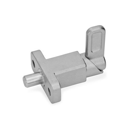 GN 722.2 Stainless Steel Square Cam Action Spring Latches, Lock-Out, with Mounting Flange, Right-Angled to the Latch Pin Type: A - Latch position right-angled to mounting holes