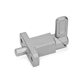 GN 722.2 Stainless Steel Square Cam Action Spring Latches, Lock-Out, with Mounting Flange, Right-Angled to the Latch Pin Type: A - Latch position right-angled to mounting holes
