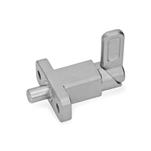 Stainless Steel Square Cam Action Spring Latches, Lock-Out, with Mounting Flange, Right-Angled to the Latch Pin