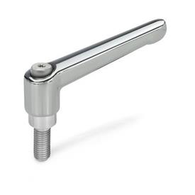 GN 300.1 Zinc Die-Cast Adjustable Levers, Threaded Stud Type, with Stainless Steel Components Color: CR - Chrome plated