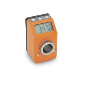 EN 9054 Technopolymer Plastic Digital Position Indicators, Electronic, 5 Digits LCD Display Color: OR - Orange, RAL 2004