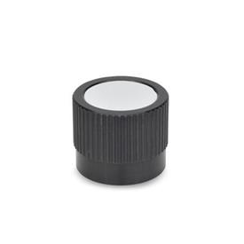 GN 726.1 Aluminum Knurled Control Knobs, Straight Shoulder, Plain Bore or Collet Type Type: B - Neutral, without indicator point or scale<br />Identification No.: 2 - With collet