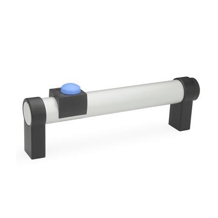 GN 331 Aluminum Tubular Handles, with Zinc Die-Cast Straight Handle Legs, with Power Switching Function Finish: EL - Anodized finish, natural color
Type: T1 - With 1 button
Identification no.: 1 - Without emergency stop