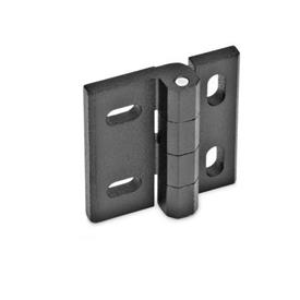GN 235 Zinc Die-Cast Hinges, Adjustable Material: ZD - Zinc die-cast<br />Type: HB - Horizontal and vertical slots<br />Finish: SW - Black, RAL 9005, textured finish