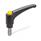 EN 603.1 Plastic Adjustable Levers, Threaded Stud Type, with Stainless Steel Components, with Push Button, Ergostyle® Color: DGB - Yellow, RAL 1021, shiny finish
