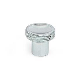 GN 676.2 Boule / bouton poussoir en acier, zingué, avec trou borgne taraudé, lisse ou bord moleté Type: B - Avec moletage