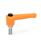 WN 304.1 Manettes indexables droites en plastique, avec bouton-poussoir, de type goujon fileté avec composants en inox Poignée Color: OS - Orange, RAL 2004, finition texturée
Push Button Color: S - Noir, RAL 9005