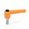 WN 304.1 Nylon Plastic Straight Adjustable Levers with Push Button, Threaded Stud Type, with Stainless Steel Components Lever color: OS - Orange, RAL 2004, textured finish
Push button color: S - Black, RAL 9005