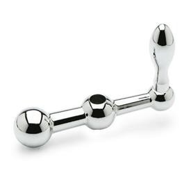 GN 10 Steel Tri-Ball Handles, with Fixed Handle, with Through Bore 