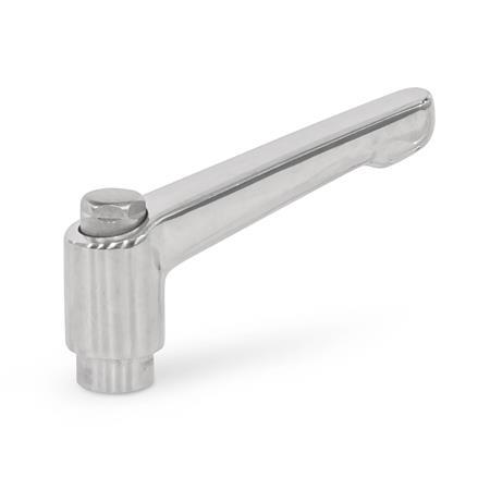 GN 300.6 Stainless Steel Adjustable Levers, Polished Finish, Tapped or Plain Bore Type Type: AS - With external hex