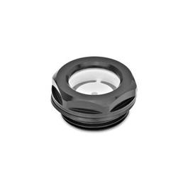 GN 743 Aluminum Fluid Sight Glasses, with Float Glass, Resistant up to 212 °F Type: AS - With reflector, black anodized finish