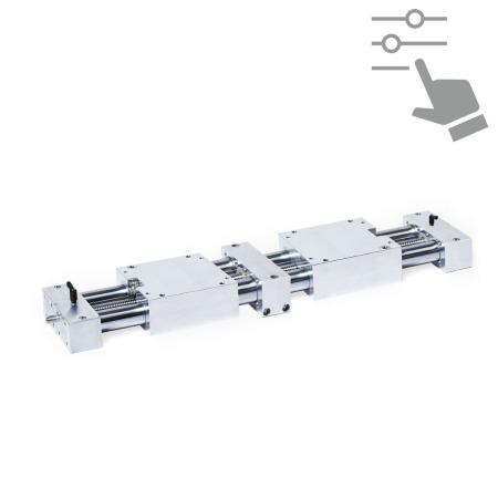 Actionneurs linéaires de précision à double tube GN 6962: Acier / inox, avec deux glissières doubles indépendantes et vis à billes de recirculation, configurables
