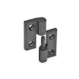 EN 337.1 Technopolymer Plastic Lift-Off Hinges, with Countersunk Bores Identification no.: 1 - Fixed bearing (pin) right