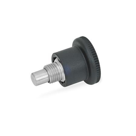 GN 822 Steel / Stainless Steel Mini Indexing Plungers, Lock-Out and Non Lock-Out, with Hidden Lock Mechanism Material: NI - Stainless steel
Form: B - Non lock-out
