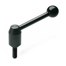 GN 312 Steel Safety Adjustable Levers, Threaded Stud Type Type: E - Angled lever