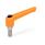 WN 303.1 Nylon Plastic Adjustable Levers with Push Button, Threaded Stud Type, with Stainless Steel Components Lever color: OS - Orange, RAL 2004, textured finish
Push button color: S - Black, RAL 9005