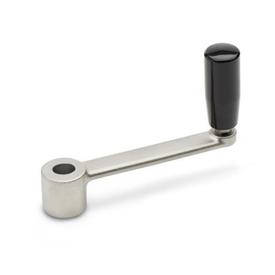 GN 269 Stainless Steel Straight Crank Handles, with Revolving Handle, with Round or Square Bore Bohrung: B - Bore
