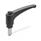 EN 603 Plastic Adjustable Levers, Threaded Stud Type, with Steel Components, with Push Button, Ergostyle® Color of the push button: DSG - Black-gray, RAL 7021, shiny finish
