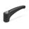 EN 602.1 Manijas ajustables de zinc fundido a presión, tipo orificio roscado o liso, con componentes de acero inoxidable, Ergostyle® Color: SW - Negro, RAL 9005, acabado texturizado
