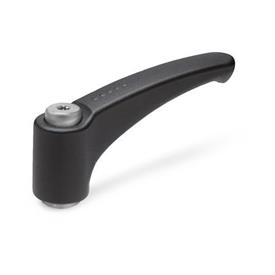 EN 602.1 Zinc Die-Cast Adjustable Levers, Tapped Type, with Stainless Steel Components, Ergostyle® Color: SW - Black, RAL 9005, textured finish