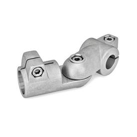 GN 288 Aluminum Swivel Clamp Connector Joints Type: T - Adjustment with 15° division (serration)<br />Finish: BL - Plain finish, Matte shot-blasted finish