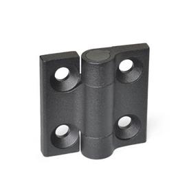 GN 437.3 Zinc Die-Cast Hinges, with Spring-Loaded Return Type: R2 - Spring-loaded return, opening, medium spring force<br />Color: SW - Black, RAL 9005, textured finish