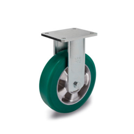 EN 22886 Steel Heavy Duty Casters, Polyurethane Wheel Tread, Aluminum Wheel Core, Heavy Version Bearing type: K - Annular ball bearing<br />Bracket type: B - Rigid bracket<br />Coding: H - Heavy version<br />Bracket material: ST - Steel sheet metal