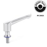 Stainless Steel Adjustable Levers, DGUV Certified, Threaded Stud Type, Hygienic Design