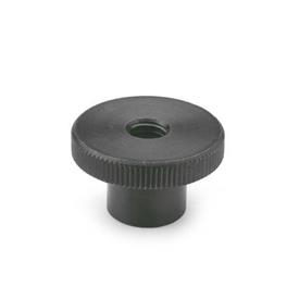 DIN 466 Steel Knurled Nuts, with Tapped Through Bore, Blackened Finish Material: ST - Steel