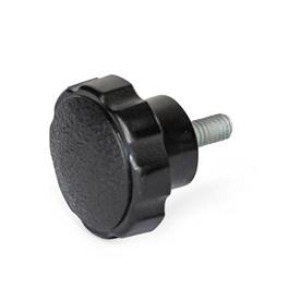  FKZS Polypropylene Plastic Fluted Star Knobs, with Steel Threaded Stud 
