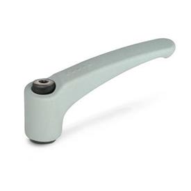 EN 602 Zinc Die-Cast Adjustable Levers, Tapped Type, with Steel Components, Ergostyle® Color: SR - Silver, RAL 9006, textured finish