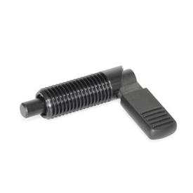 GN 721.1 Steel Cam Action Indexing Plungers, Lock-Out, with 180° Limit Stop Type: LB - Left hand limit stop, with plastic sleeve