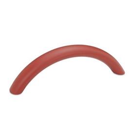 GN 565.4 Aluminum Arched Pull Handles, with Tapped or Counterbored Through Holes Type: A - Mounting from the back (tapped blind hole)<br />Finish: RS - Red, RAL 3000, textured finish
