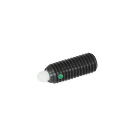  DNSP Steel Spring Plungers, with Delrin® Plastic Nose Pin, with Internal Hex Type: K - Steel, standard spring load<br />Identification: N - With locking element