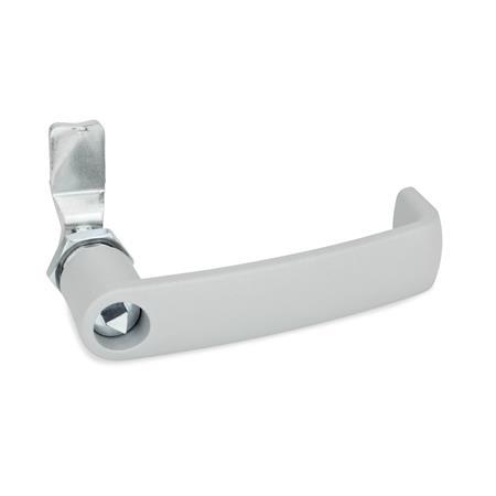 GN 115.7 Steel Cam Latches, with Cabinet U-Handle, Operation with Socket Key Type: DK - With triangular spindle
Color: SR - Silver, RAL 9006, textured finish