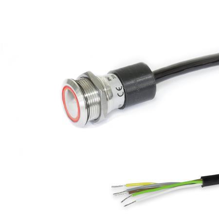 GN 3310 Interrupteurs à bouton poussoir en acier inoxydable avec ampoule DEL Éclairage: RG - Rouge/vert (bicolore)
Type de connexion: K - Câble en PUR