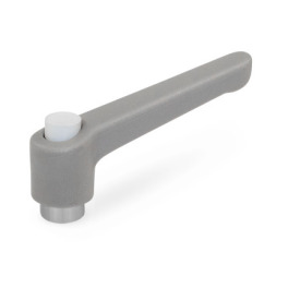 WN 303.1 Plastic Adjustable Levers with Push Button, Tapped or Plain Bore Type, with Stainless Steel Components Lever color: GS - Gray, RAL 7035, textured finish<br />Push button color: G - Gray, RAL 7035