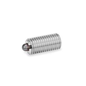 GN 616 Stainless Steel Spring Plungers, with Nose Pin Type: SN - Stainless steel nose pin, standard spring load