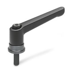 GN 300.4 Zinc Die-Cast Adjustable Levers, with Increased Clamping Force, Threaded Stud Type, with Steel Components Color / Finish: SW - Black, RAL 9005, textured finish