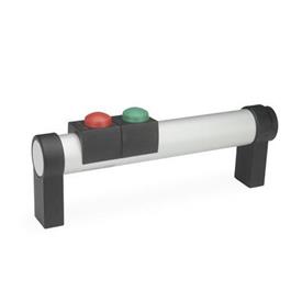 GN 331 Aluminum Tubular Handles, Zinc Die-Cast Straight Handle Legs, with Power Switching Function Finish: EL - Anodized finish, natural color<br />Type: T2 - With 2 buttons<br />Identification no.: 1 - Without emergency stop