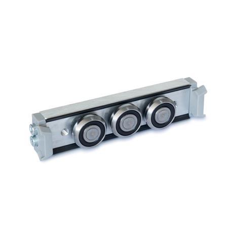 GN 2424 Aluminum / Steel Cam Roller Carriages, for Cam Roller Linear Guide Rails GN 2422 Type: N - Normal cam roller carriage, central arrangement
Version: X - With wiper for fixed bearing rail (X-rail)