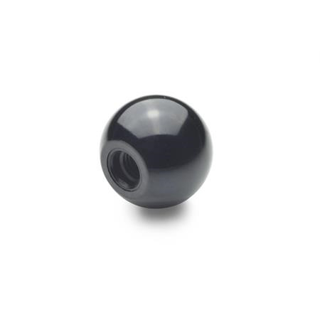 DIN 319 Boules en plastique, à trou taraudé ou insert taraudé Matériau: KU - Plastique
Type: C - Avec trou taraudé (aucun insert)