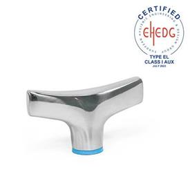 GN 8341 Écrous papillon en inox AISI 316, de type taraudé, conception hygiénique Finition: PL - Finition polie (Ra < 0,8 µm)<br />Matériau de l'anneau d'étanchéité: E - EPDM