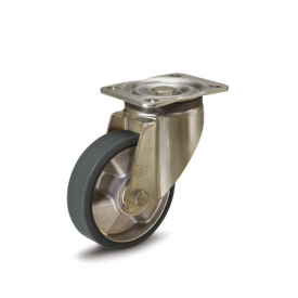 EN 22885 Steel Medium Duty Casters, Polyurethane Wheel Tread, Aluminum Wheel Core, Medium Version Bearing type: K - Annular ball bearing<br />Bracket type: L - Swivel bracket with mounting plate<br />Coding: M - Medium version<br />Bracket material: STE - Steel sheet metal