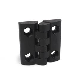 EN 151.5 Technopolymer Plastic Hinges Type: EH - 2x2 bores for socket cap screws / hex head  screws