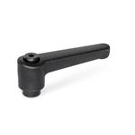 Nylon Plastic Straight Adjustable Levers, Tapped or Plain Bore Type, with Blackened Steel Components